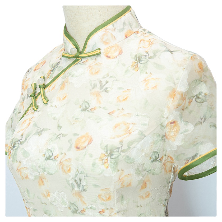 Top Sale Guaranteed Quality Premium Fancy Embroidery Lace Cheongsam Dress