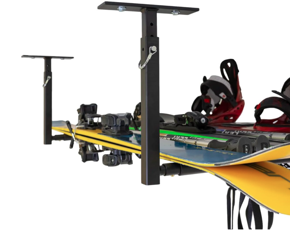 Overhead Storage Mount Double Sided Ski Snowboard Ceiling Rack Holder Adjustable Ski and Snowboard Ceiling Rack for Ceiling