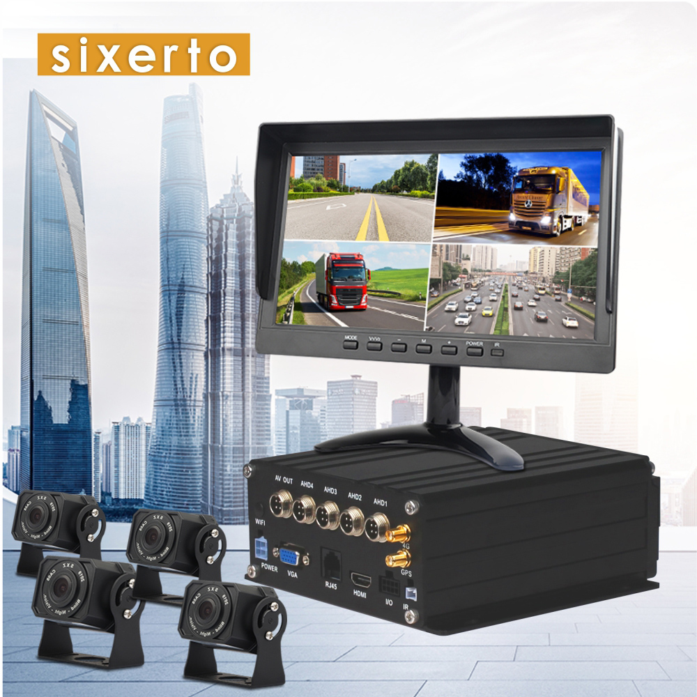 Good Quality 4G GPS Truck DVR Camera System Dash Cam Night Vision 1080p CCTV 4 Channel MDVR Monitor 7" 10.1" Inch for Bus Truck
