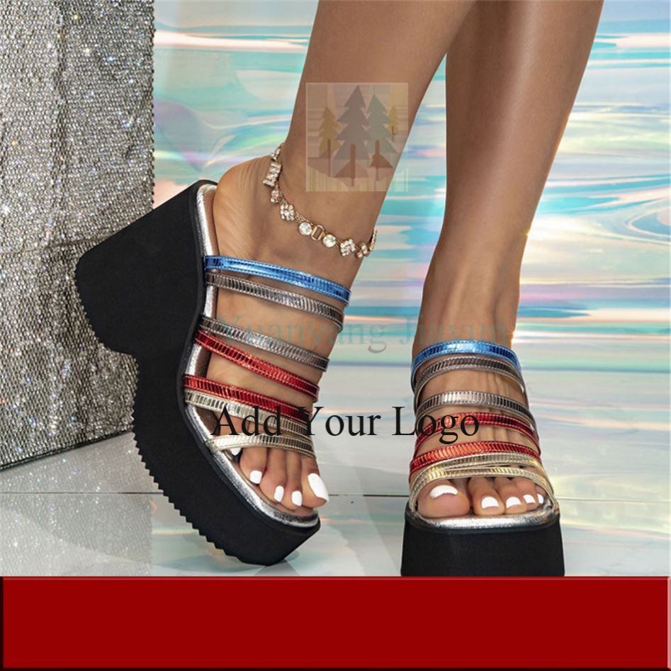 Spring and Summer New Plus Size Women's Shoes With Sloping Heel and Thick Sole Fashionable and Comfortable High-heeled Women's