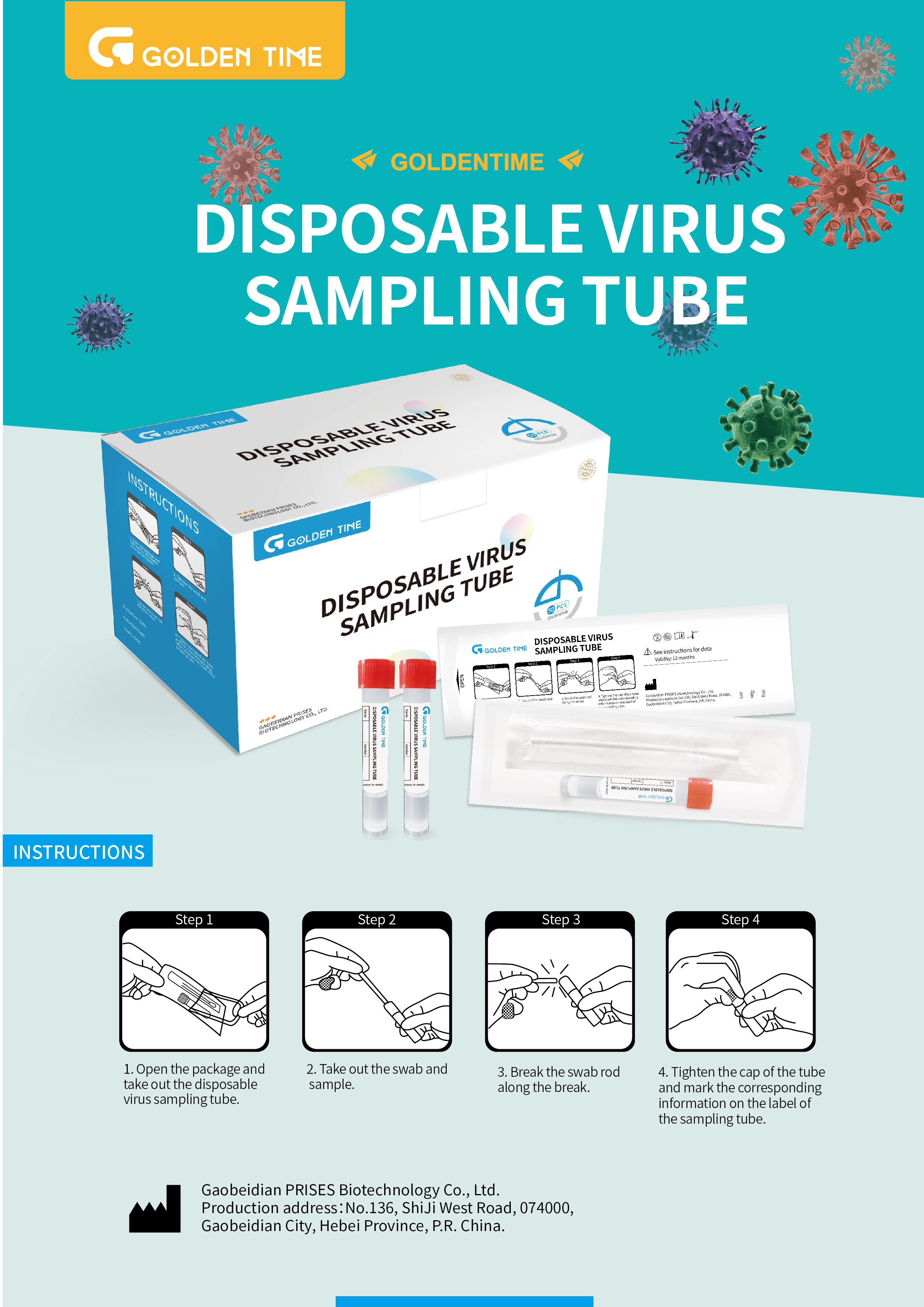 Throat Swab Viral Transport Medium10ml Disposable Virus Sampling Tube