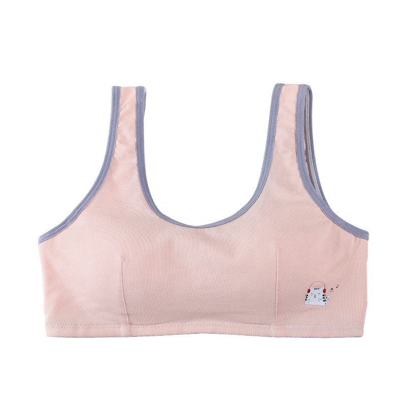 Custom Cotton girls bras for sports with 3D cute printed bra for school girls growth without underwire teenage lingerie
