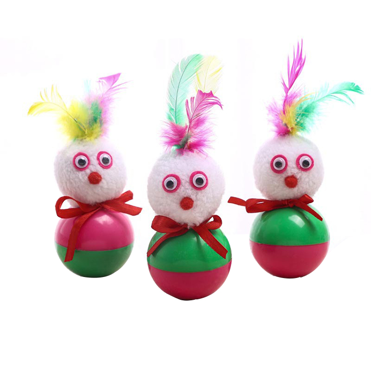 Amazon Best Seller Snowman Tumbler Cat Toys Interactive Feather Cat Toy