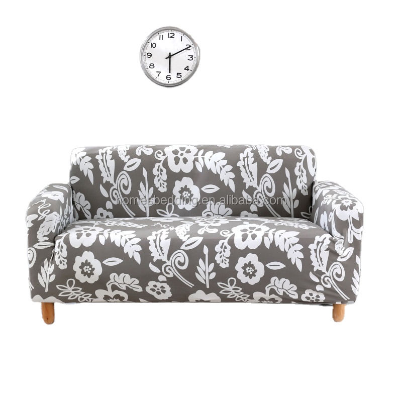 Amazon factory direct supply love seat spandex l shape printed sofa cover