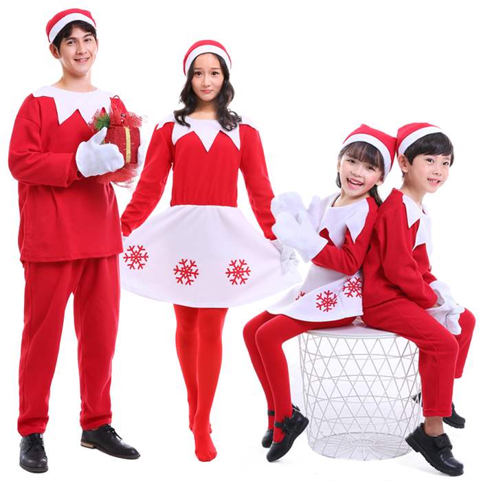 New Christmas Elf Children's Women's Skirt Set Festive Party Atmosphere Parent-child Christmas Costume