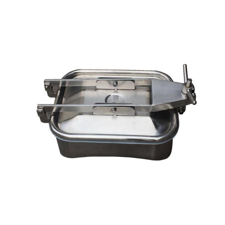 Stainless steel square manhole food-grade rectangular quick-opening manhole cover tank side discharge port