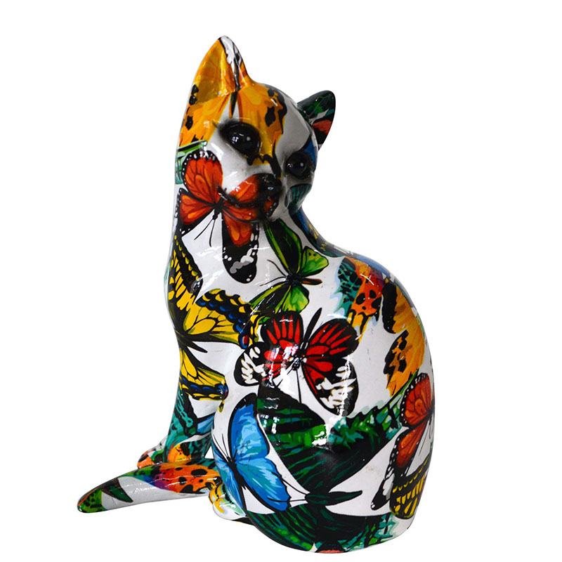 Modern art abstract polyresin tabletop cat statue resin animal ornaments 3D craft decor figurines cat sculpture