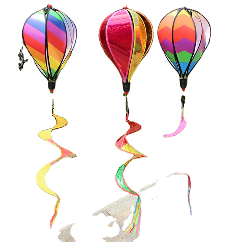New Hot Air Balloon Rainbow Spiral Windmill Colorful Wind Rotator Tent Kite Long Tail Nylon Outdoor Garden Home Decorations