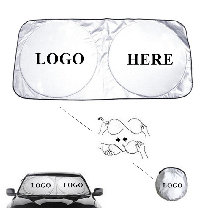 High Quality Cheap Custom Printing Logo Promotional Car Front Window Shade Double Circle Car Sun Block Shades