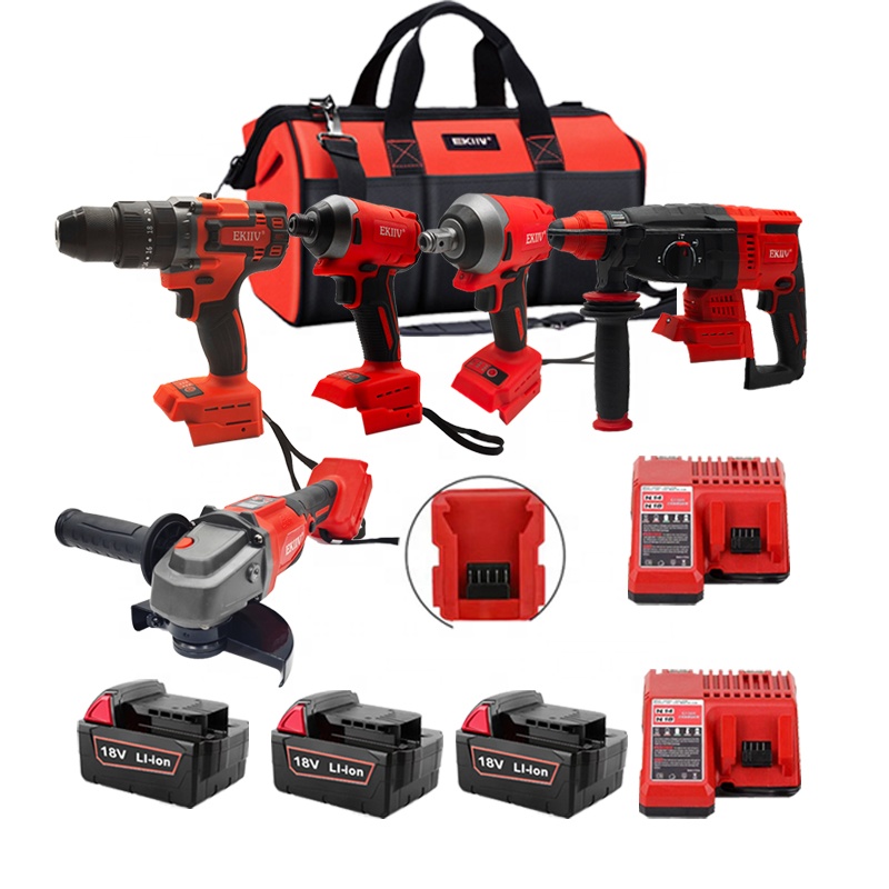 Cordless Electric 18V Li-on Battery Power Tools Factory Price 6-Tool Sets Brushless Combo Tool with Fast Charger