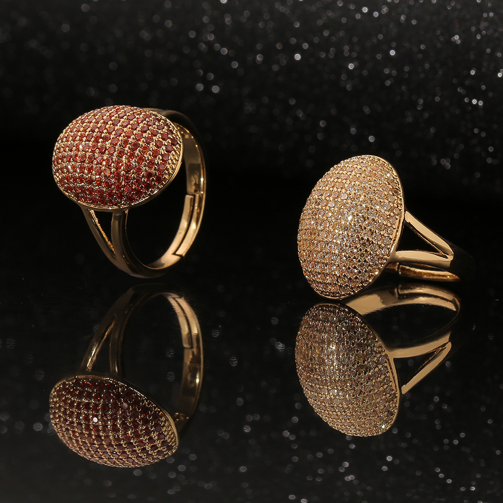 Europe Popular Statement Adjustable Crystal Finger Rings Women 18K Gold Plated Full Diamond Ring