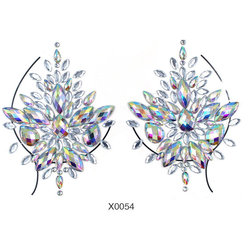 Rhinestone Body Jewelry Sticker Women Rhinestone Chest Tattoo Nipple Stickers Gem Stones Bindi Temporary Stickers