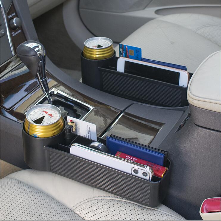 Universal Car Interior Seat Side Storage Box Car Seat Gap Filler Organizer Storage Box With Cup Holder