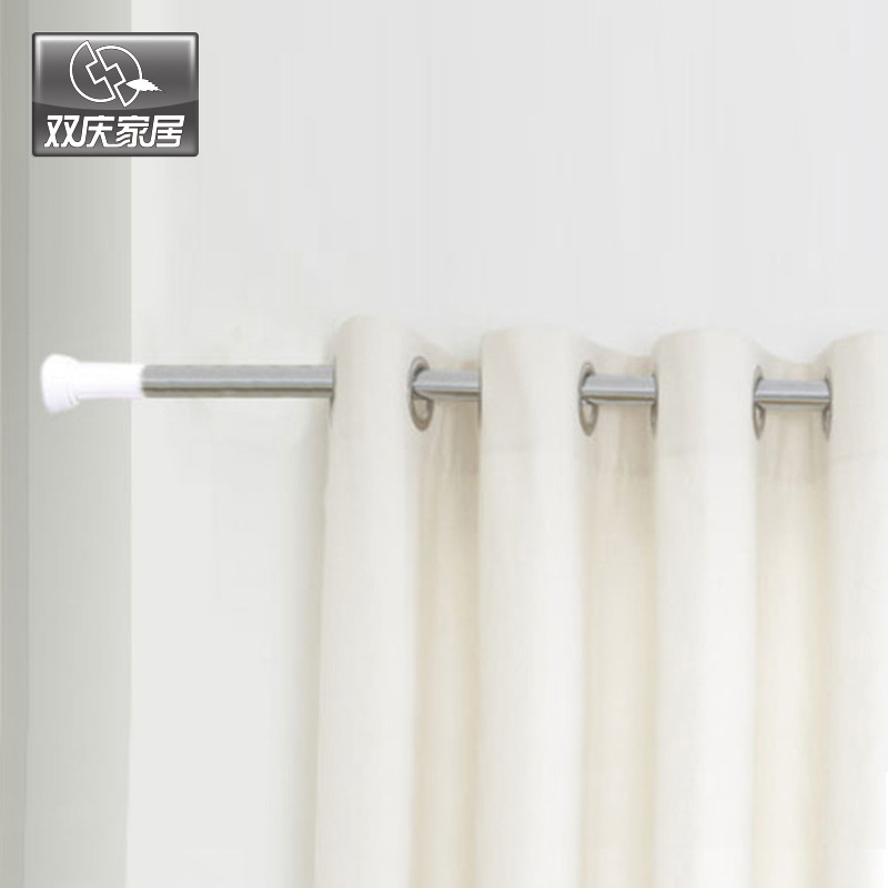 Rust-Resistant Glide Rustproof Steel Bathroom metal Curtain Rod Wholesale Heavy Duty Acrylic Tension Adjustable Portable