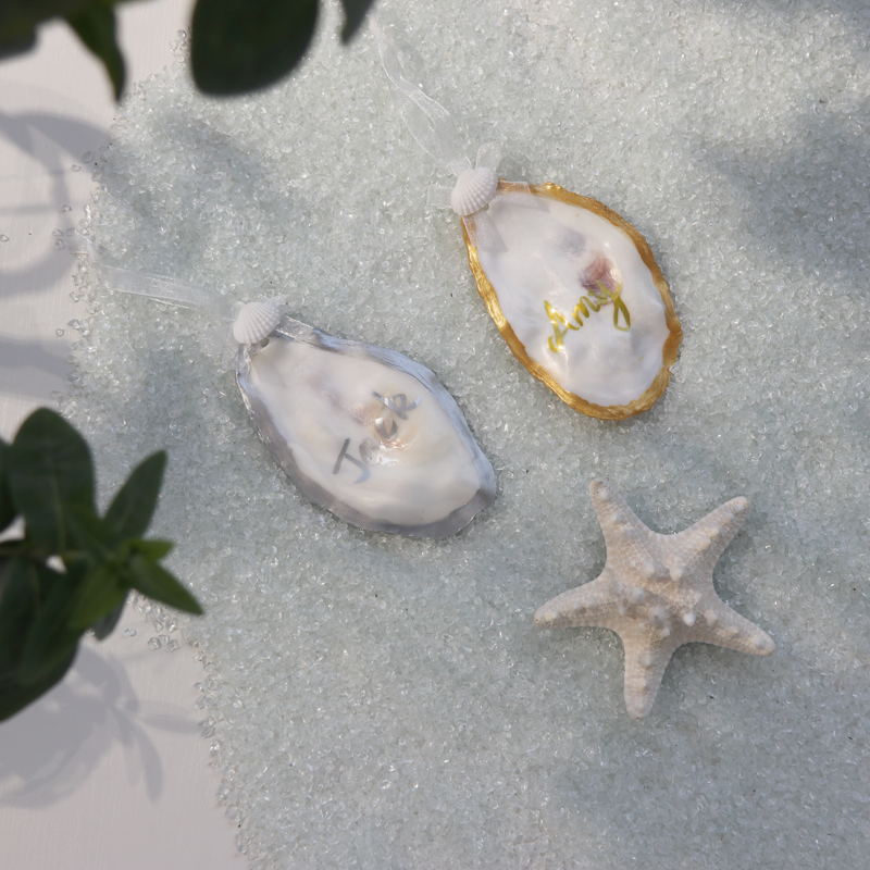 Natural Oyster Shell Place Card for Beach Wedding Natural Shell Conch Reception Table Chic Decor