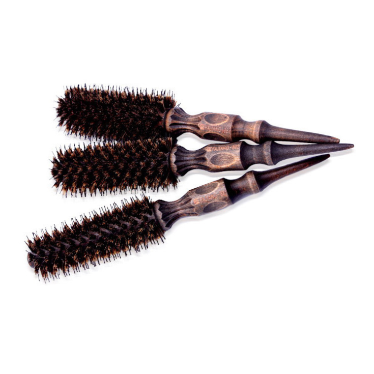 Factory Direct Sales pig mane hair comb pear head hair styling rolling comb solid wood curly hair comb