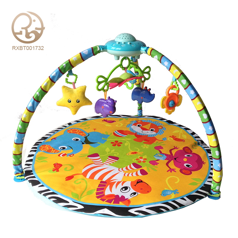Factory-Supply Soft Cotton Animals Rattle Floor Gym Kid's Playmat with Foam Cheap Baby Activity Toy Bag for Child Crawling