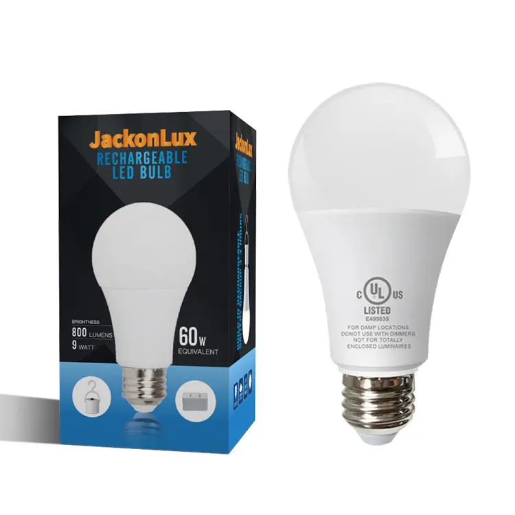 Automatic Charging Led Emergency Bulb Home Lighting Plastic Aluminum 9W E26 E27 Removable Light Rechargeable Emergency Led Bulb