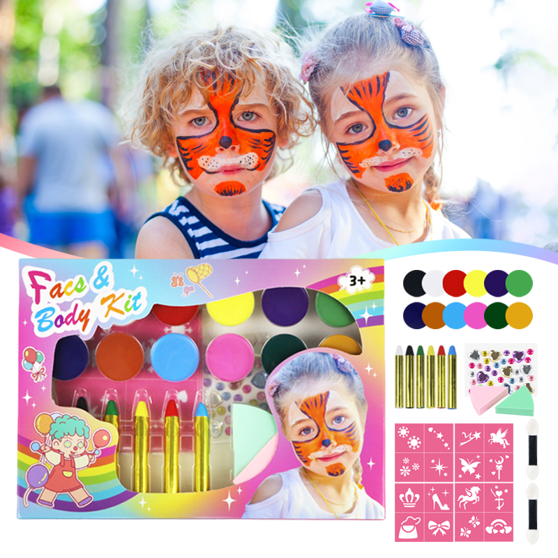 GP Cartoon safe on skin Non Toxic Washable oil based face paint crayon pen kit for kids makeup Halloween makeup set