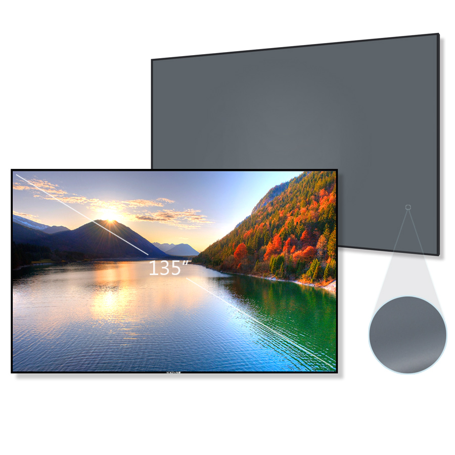 Экран PRO 135 дюймов с фиксированной рамкой, экран для проектора 4K HD ALR, для домашнего кинотеатра, длинный проекционный экран