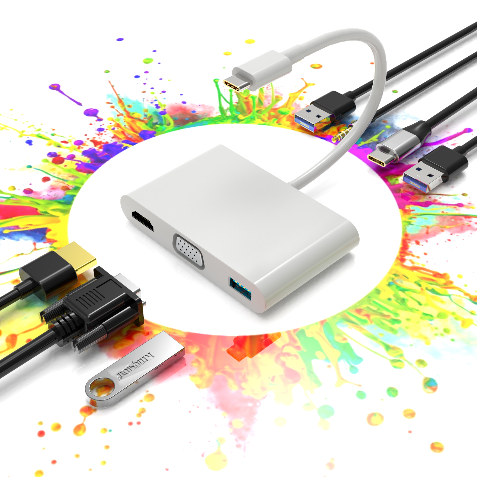 BASIX оптом продавает USB C концентратор док-станция 7 порт USB док-станция для ноутбука с концентратор USB типа c