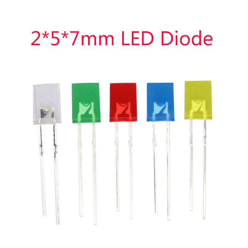 2*5*7mm LED Diode Diffused White Red Yellow Blue Green White Orange Short/Long Pin