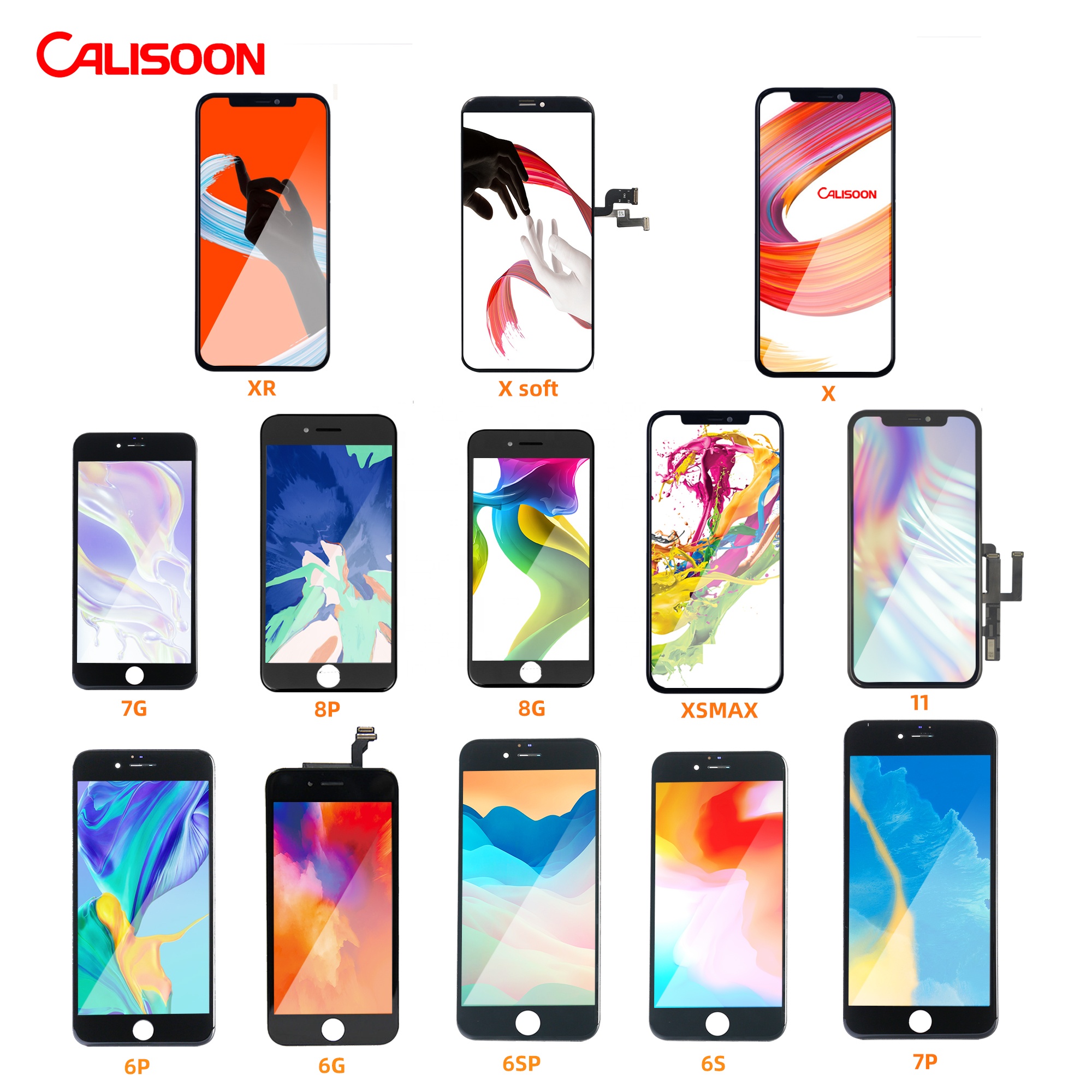 Новые ЖК-дисплеи Calisoon для мобильных телефонов Iphone, ЖК-дисплей для iphone 11, X, XR, XS MAX, 8, 8P, 7, 6, 6S PLUS, прямая Заводская цена