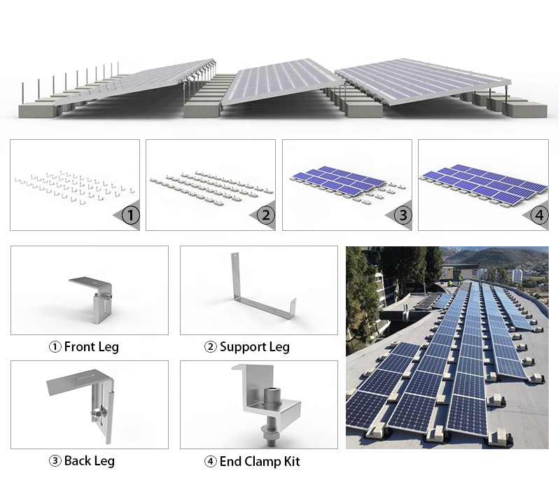 Angels FR214 Solar Roof Racking Flat East To West Ballast Racking Flat Roof