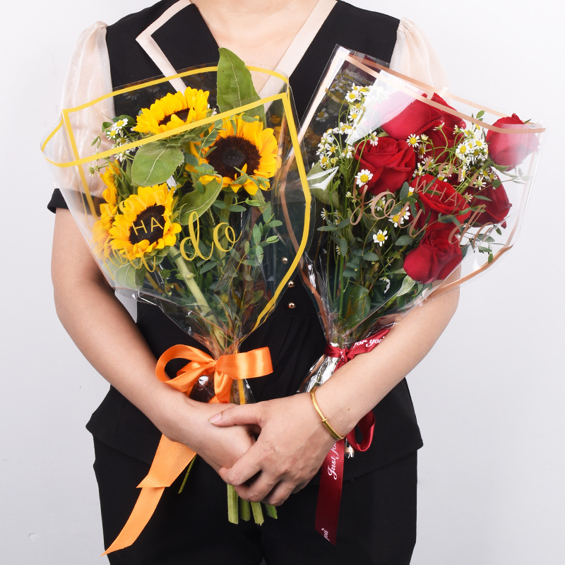 transparent OPP flower bouquet packaging materials waterproof Florist Rose sleeves flower bag