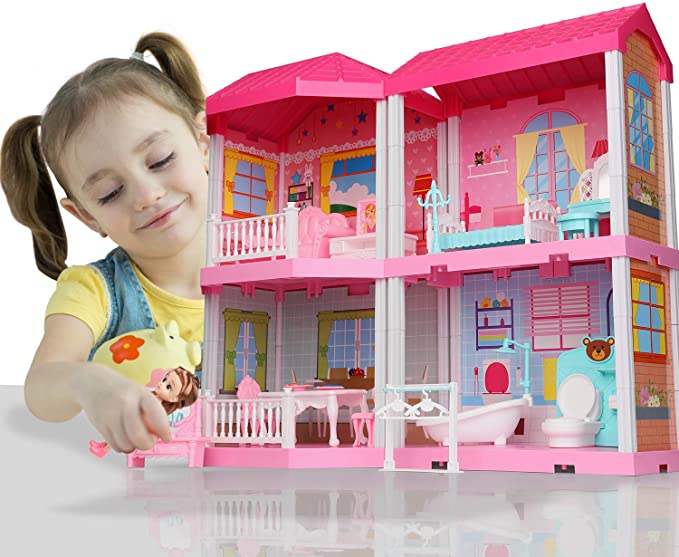 2021 AMAZON HOT selling DIY dollhouse building furniture kids toy