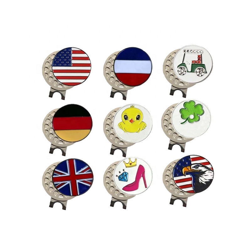 Yopral Colorful Blank Custom Logo Metal Magnetic Bling Golf Ball Marker Hat Clip Ball Markers Golf