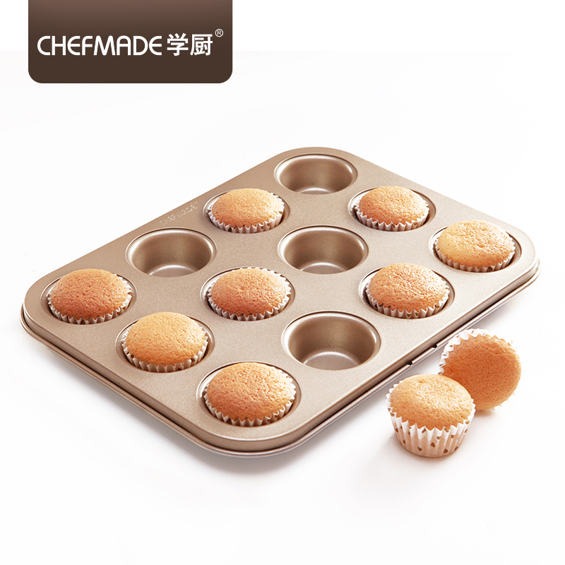 CHEFMADE оптовая продажа с фабрики углеродистая сталь антипригарный 12 чашки Мини Маффин Пан торт лоток для выпечки
