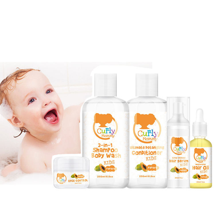 CURLYMOMMY частная этикетка веганская Беззаботная растительная аминокислота формула анти-зуд удаление клещей детский Уход за волосами набор продуктов