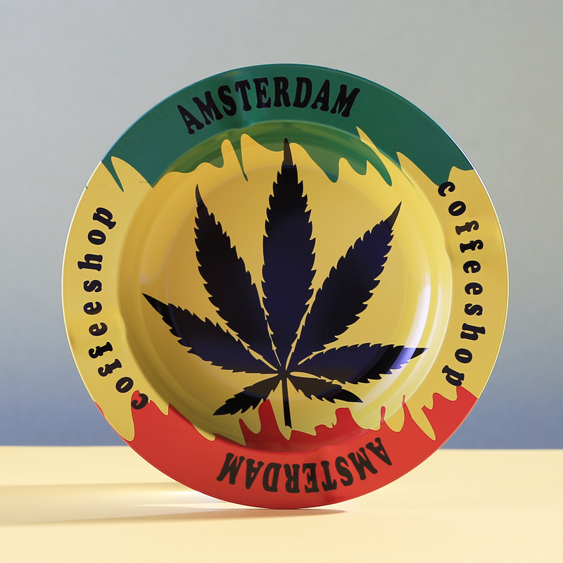 Высококачественная круглая Оловянная тарелка Amsterdam, портативный металлический табак для сорняков, индивидуальный пепельница