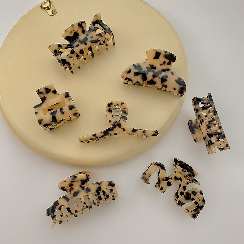 New Hair clips Accessories Makeup Styling Tools Geometric Square Tortoiseshell Leopard Print Acetate Claw Clips For Thick Hair