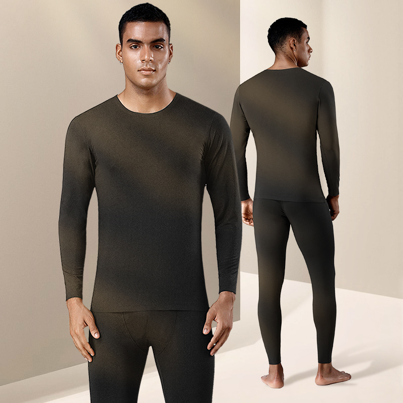 2021 new slim seamless thermal clothing men's round neck underwear modal underwear men
