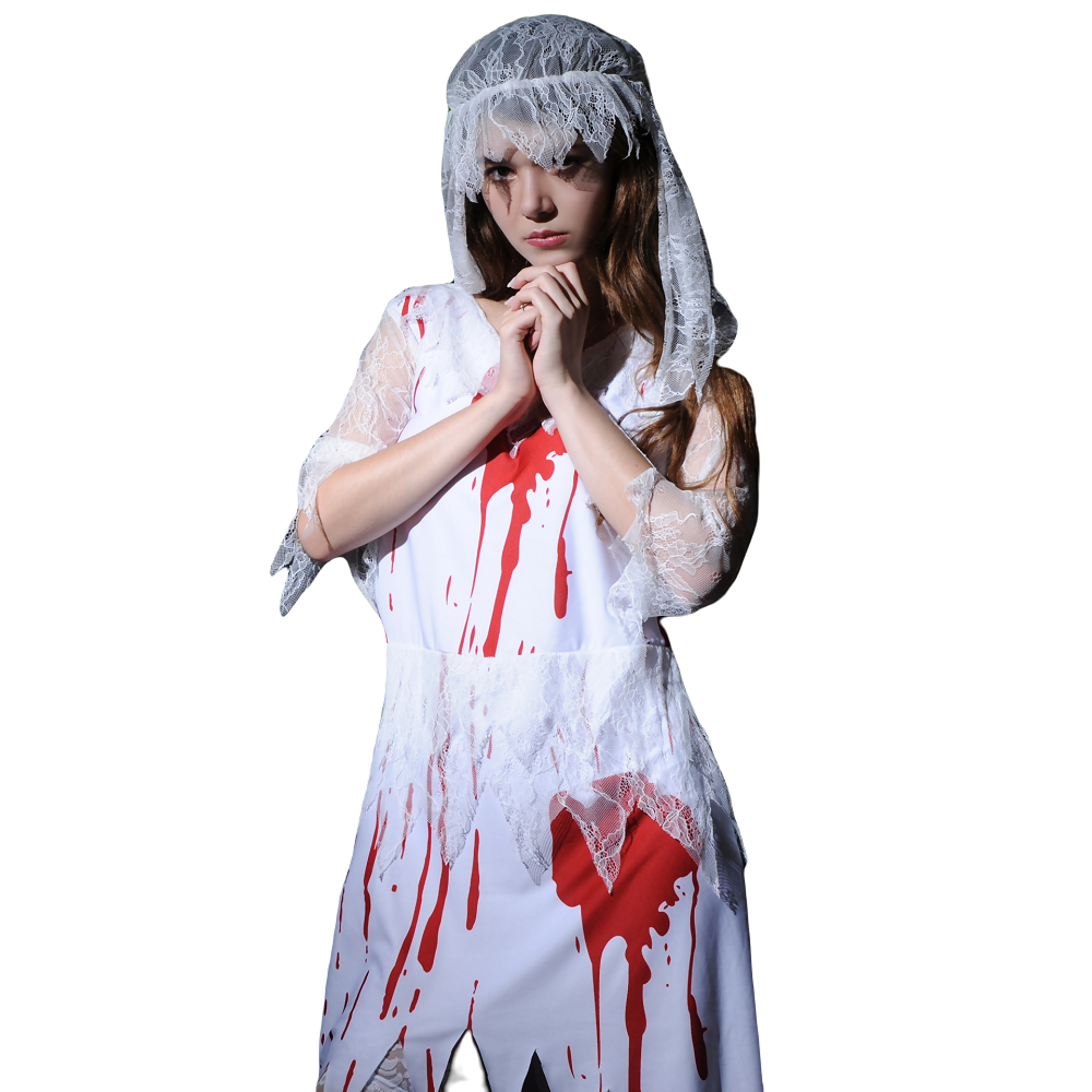 Zombie Bride Ghost Bride Cosplay Halloween Bloody Bride Stage Costume