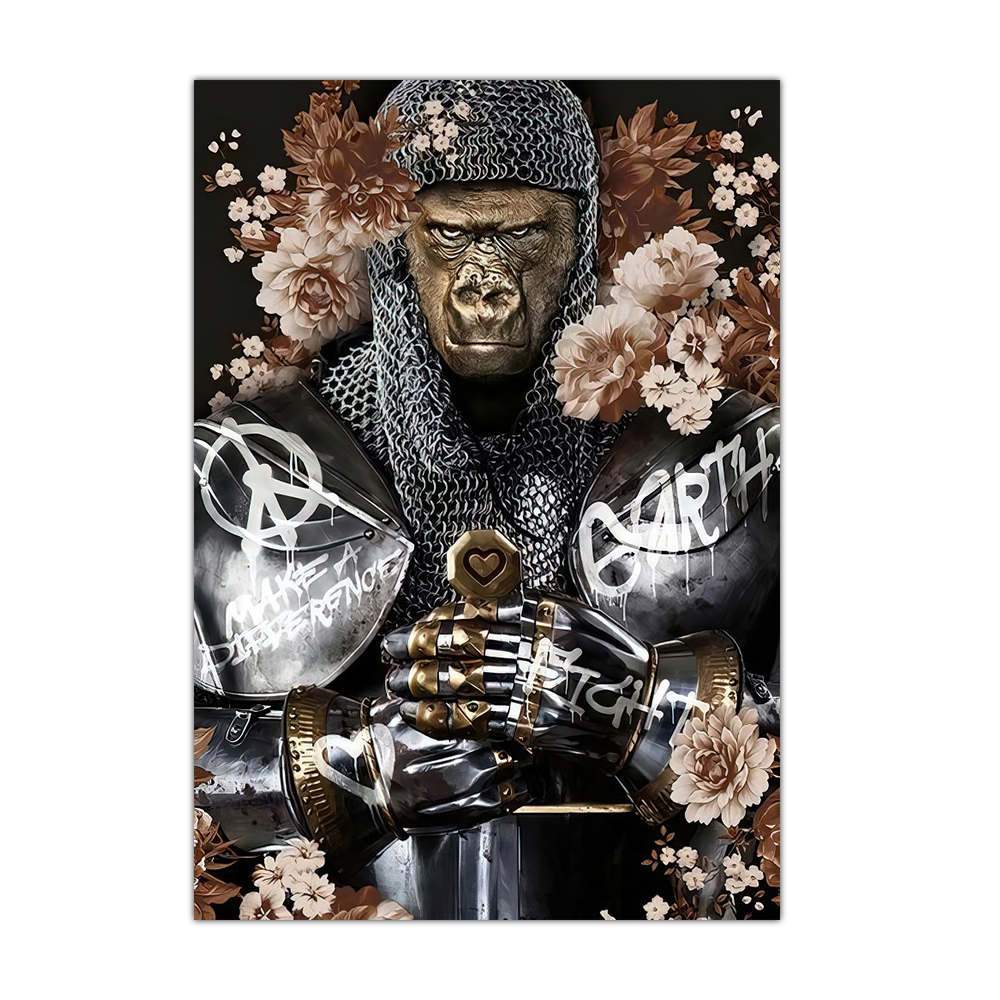 Wall decor The armor wearing fighting gorilla animal picture printed painting canvas without frame