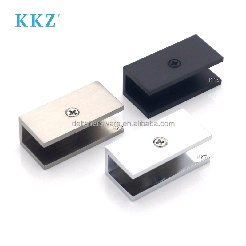CRL FA11 Customizable Solid Brass Aluminum Rectangular Interior Secure Shower Glass Shelf Clips Brackets Clamp