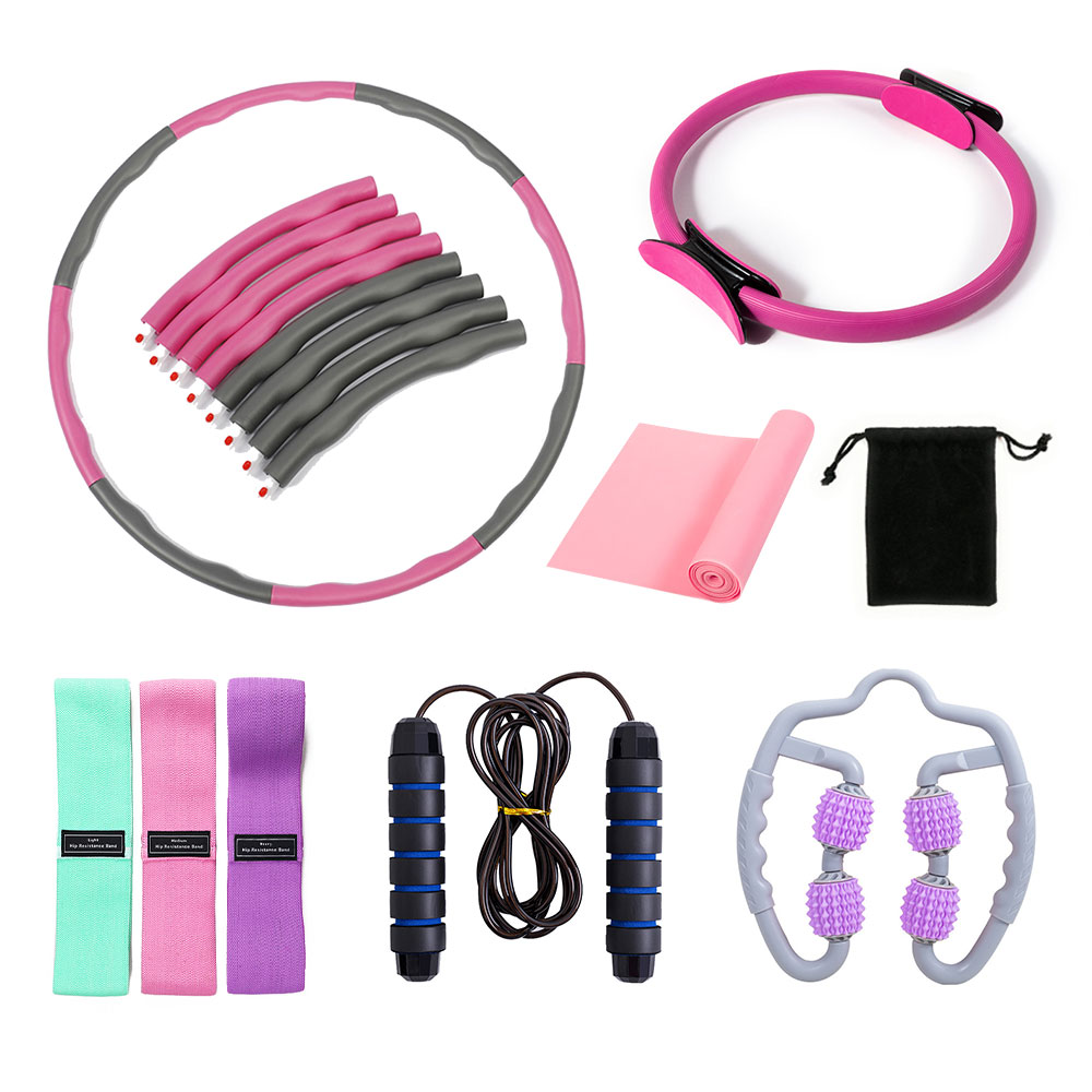 2021 New Design 9 Pieces Lady Fitness Accessories Amazon Hot Sale Home Exercise Pilates Workout Set