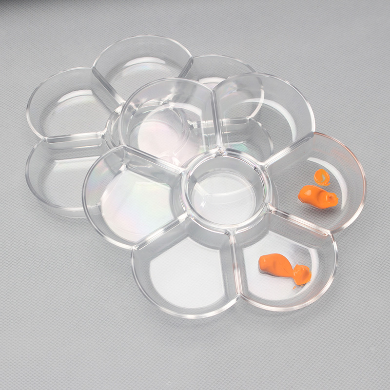 Flower Shape See through Art Supplies Colorful Plastic Paint Palette Watercolor Acrylic Paint Tray Palettes