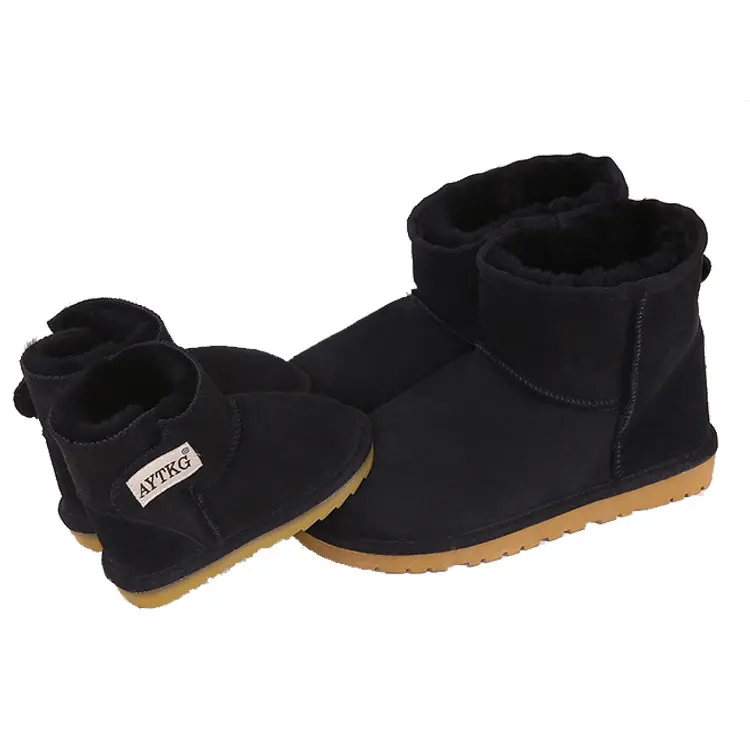 Winter Wholesale Little Girls Snow Boots Cowhide Plush short boots Children Keep warm boots