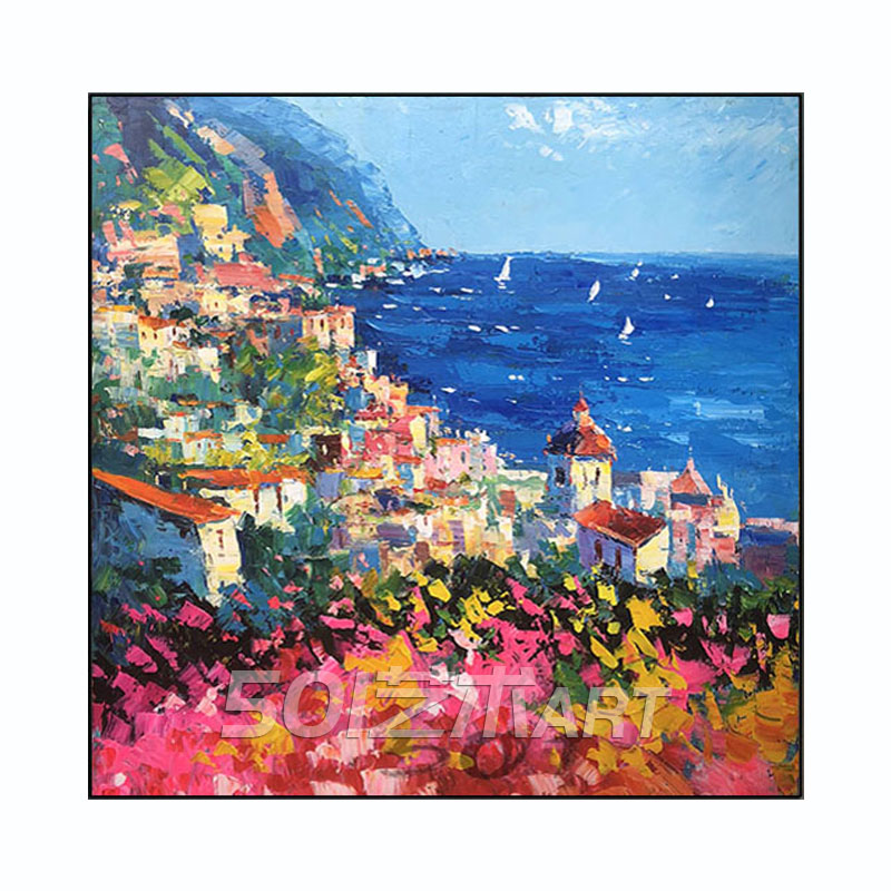 Modern pure hand painted gold foil oil painting living room hanging painting sofa decorative painting abstract murals