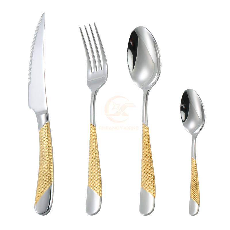 Wholesale Kitchen Reusable Spoon Fork Set Luxury 24K Gold Cutlery Gold Silverware Flatware Set Wedding Cutlery