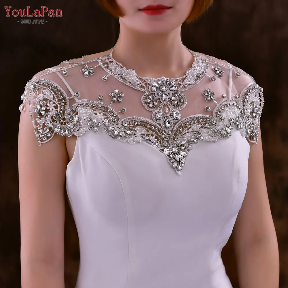 YouLaPan SG31 Hand-stitched Luxury Banquet Shawl Woman Dress Shoulder Decorated Bridal Wedding Shoulder Chain