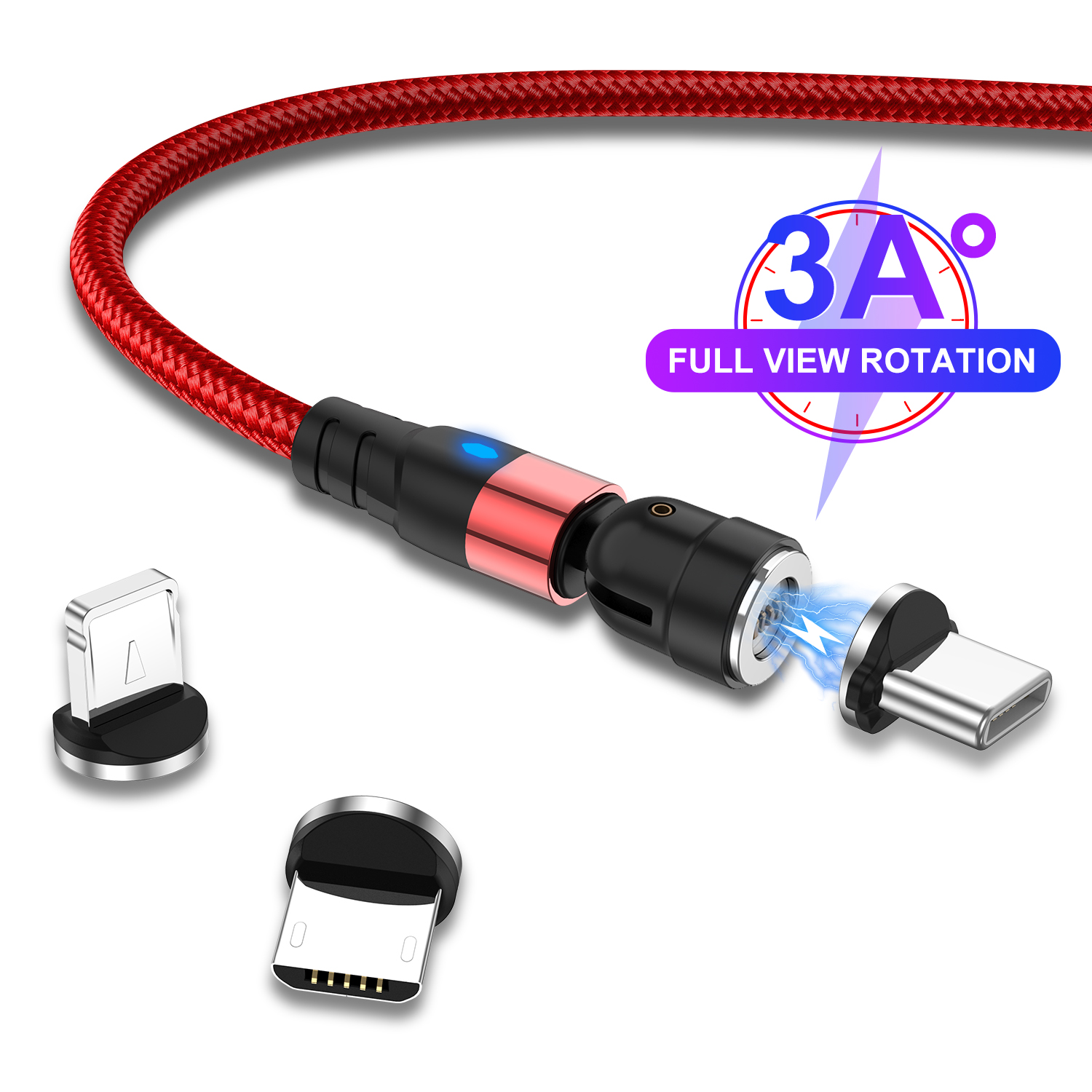 USLION 2m Magnetic Cable Micro USB 540 New Type C Charger Fast Charging Magnet Charge Wire Cord For iPhone 11 Android Phones