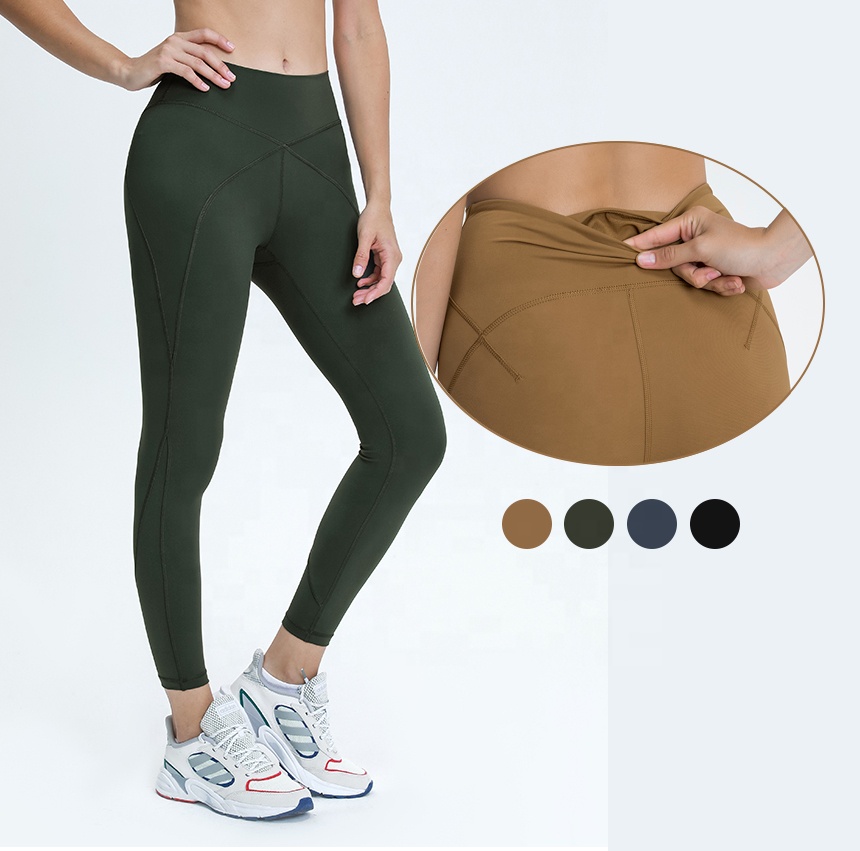 Inner Pocket Lined Design Gym Pants Women Workout Tights Sport Yoga Pants Leggings