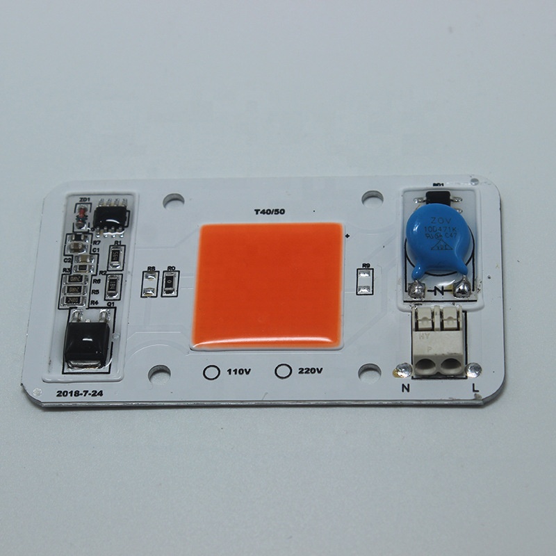 Новейший гидропоник AC 220V 20w 30w 50w cob led grow light chip полный спектр для помещений