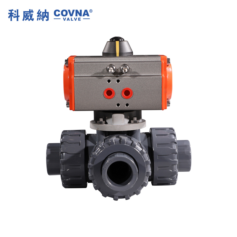 COVNA Actuated Ball Valves L Port T Port Double Acting Pneumatic Actuator Diverter 3way Rotary Ball Valve