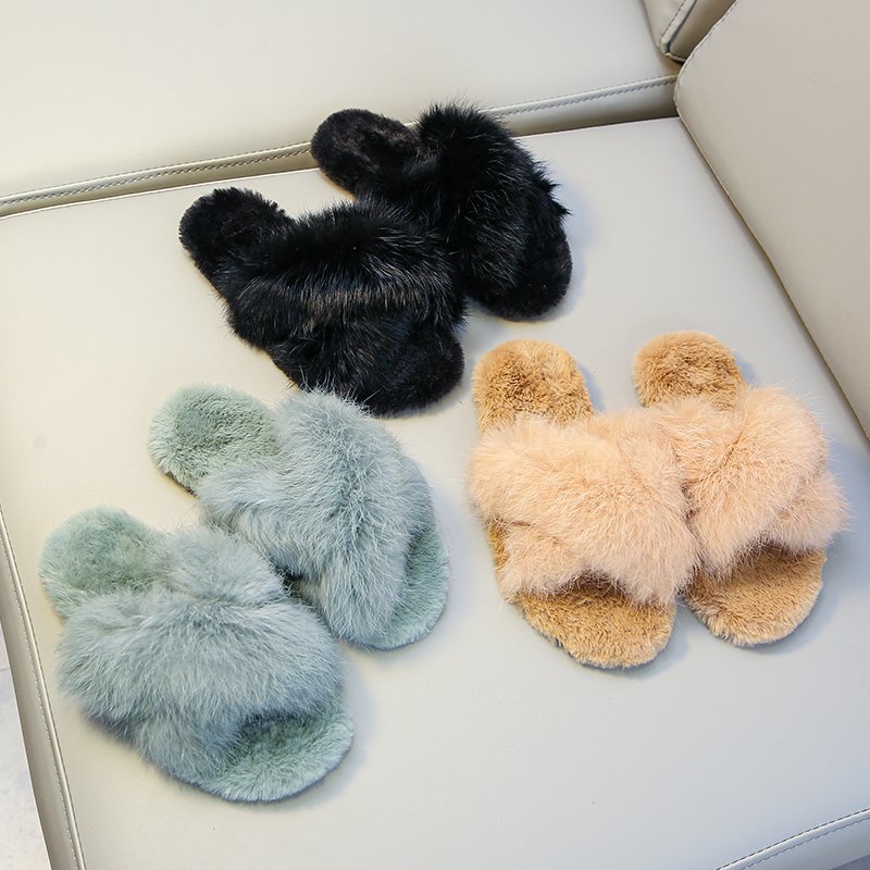 2020 new fashion autumn winter kids slippers children Warm solid color Soft-Soled casual flat shoes with fur home lovely slipper